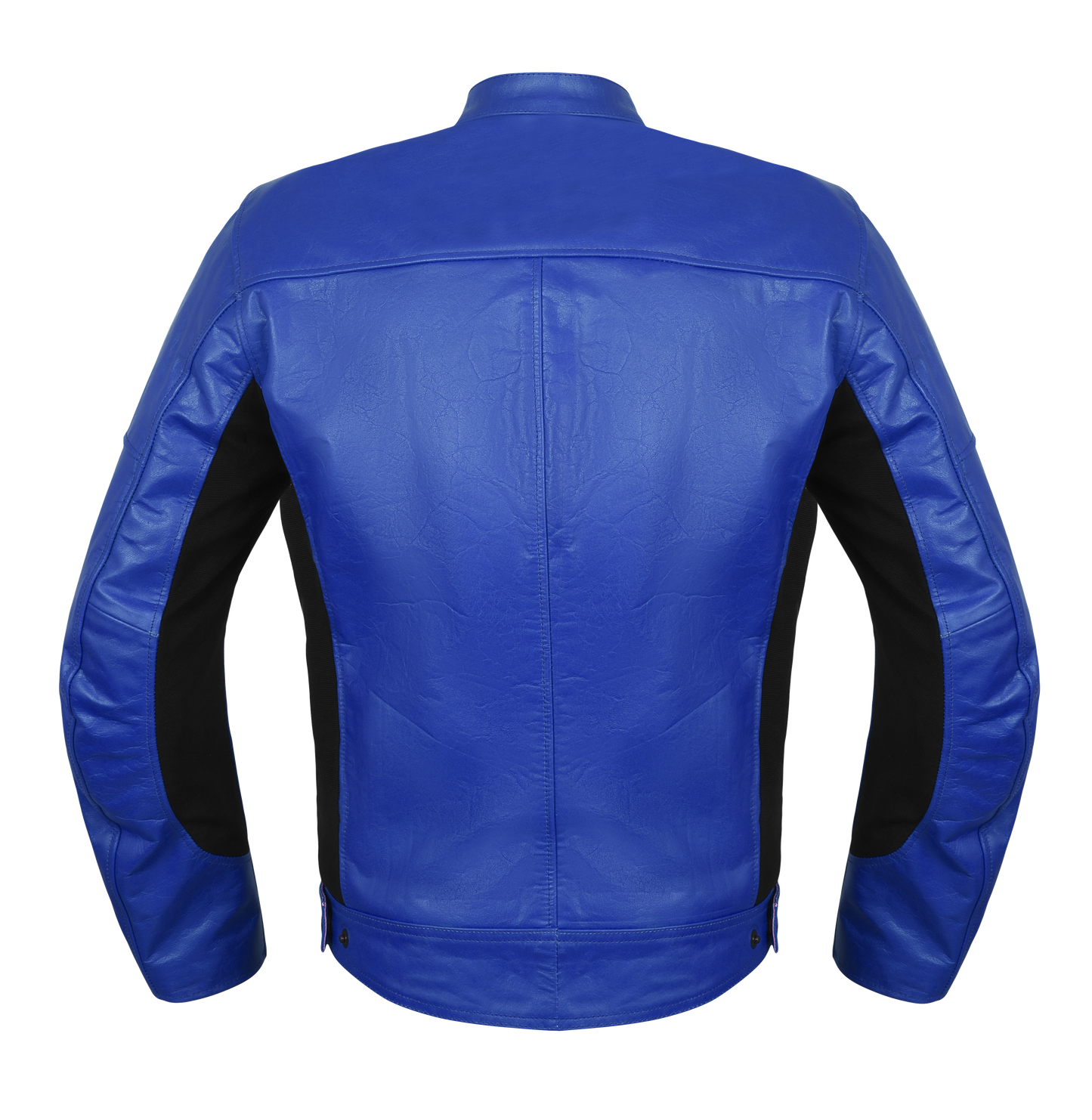 GIACCA DA MOTO UOMO MOD 'STREETFIGHTER' IN VERA PELLE CON PROTEZIONI E PARASCHIENA - BLU