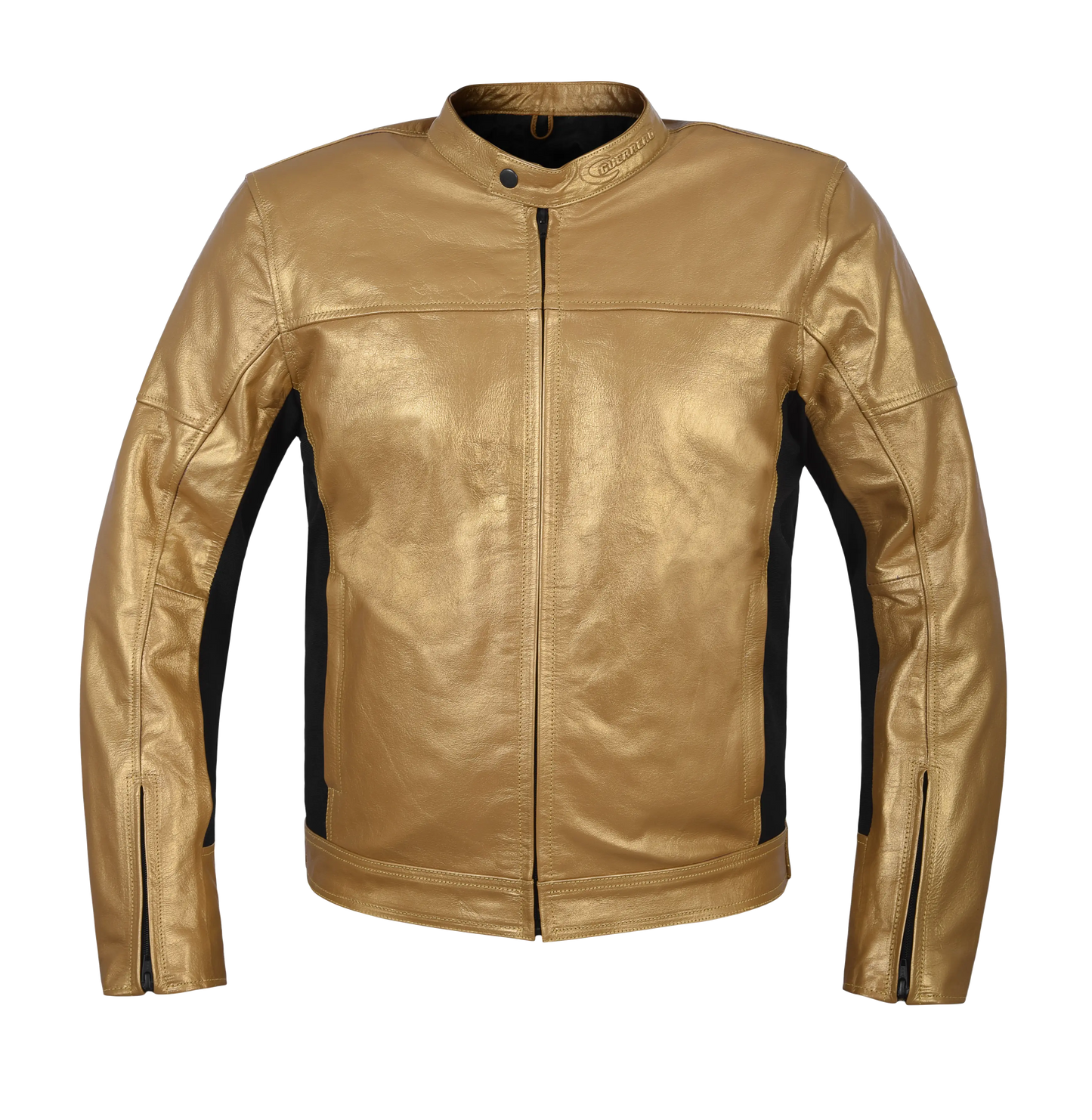 DAMEN-MOTORENJACKE AUS ECHTEM LEDER MIT HARTEN PROTEKTOREN UND RÜCKENPROTEKTOR - GOLD