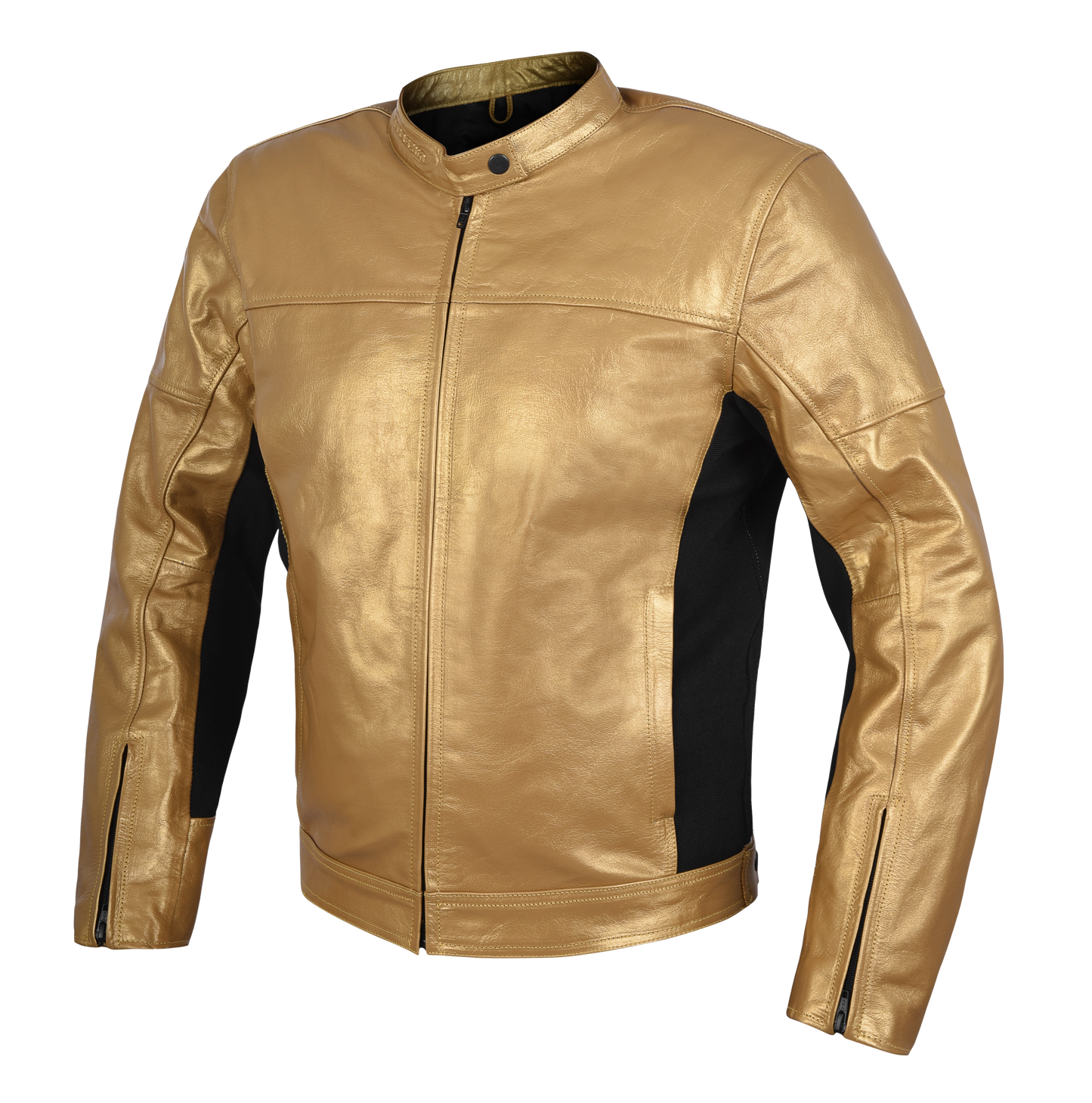 DAMEN-MOTORENJACKE AUS ECHTEM LEDER MIT HARTEN PROTEKTOREN UND RÜCKENPROTEKTOR - GOLD