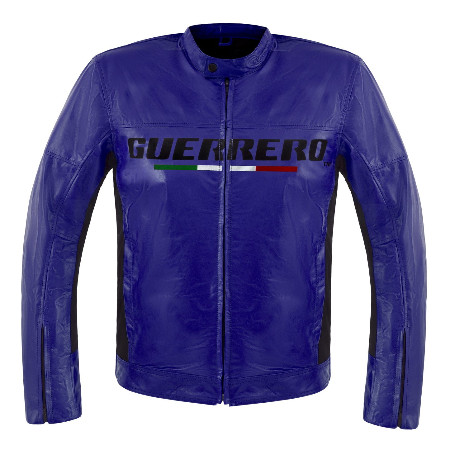 GIACCA DA MOTO UOMO MOD 'STREETFIGHTER' IN VERA PELLE CON PROTEZIONI E PARASCHIENA - BLU