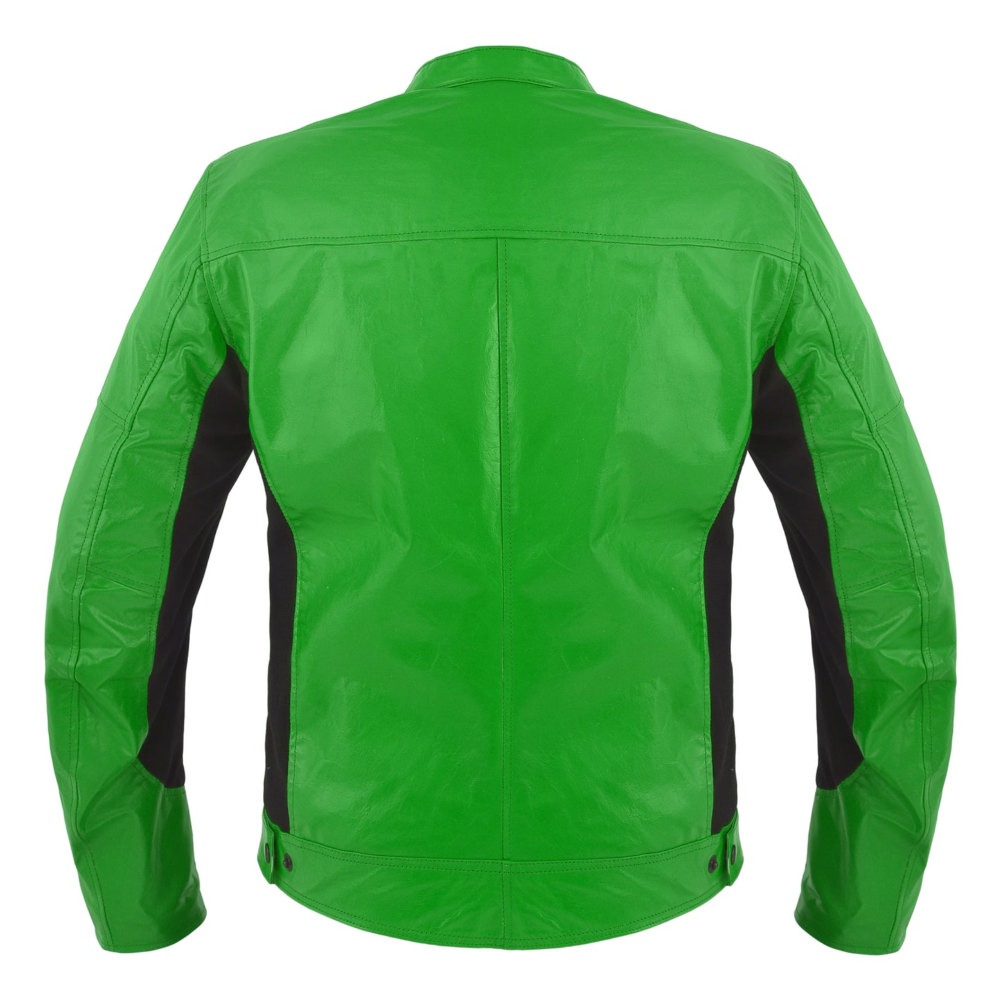 GIACCA DA MOTO UOMO MOD 'STREETFIGHTER' IN VERA PELLE CON PROTEZIONI E PARASCHIENA - VERDE FLUO